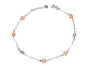 14K 585 Yellow White Rose Gold Star in Diamond Cut Anklet 8.25 1 Extension