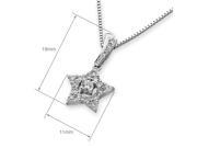 18K White Gold Star with Solitaire Diamond Pendant w 925 Sterling Silver Chain 0.36 cttw G H Color VS2 SI1 Clarity