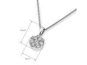 18K White Gold Round Cluster Diamond Pendant w 925 Sterling Silver Chain 0.53 cttw G H Color VS2 SI1 Clarity