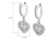 18K White Gold Double Heart Diamond Dangling Earring 1.03ct G H Color VS2 SI1 Clarity