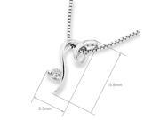 18K White Gold Irregular Ribbon Solitaire Diamond Pendant W 925 Sterling Silver Chain 0.08 cttw G H Color SI1 SI2 Clarity