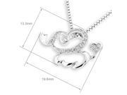 18K White Gold Elephant Bazel Eyes Diamond Pendant W 925 Sterling Silver Chain 0.15 cttw G H Color SI1 SI2 Clarity