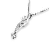 18K White Gold Heart Dangling Solitaire Diamond Pendant W 925 Sterling Silver Chain 0.19 cttw G H Color SI1 SI2 Clarity