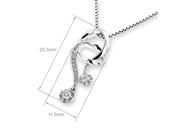 18K White Gold Infinity Ribbon Diamond Pendant W 925 Sterling Silver Chain 0.18 cttw G H Color SI1 SI2 Clarity
