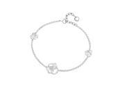 18K White Gold Diamond Cut Rose Flower Diamond Chain Bracelet 6 7
