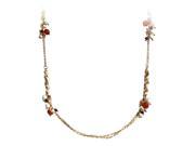 JA ME 31.5 Leaf Style Long Necklace Made From Freshwater Pearl Onyx Red Garnet in 18K Gold Plated.