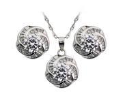 JA ME 1.25ct 7mm H A CZ Camellia Pendant Necklace and Earrings Set