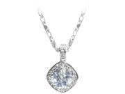 JA ME 4ct 10*10mm Cubic Zirconia Pendant and Swarovski Diamond Crystals with 16 Design Chain in Rhodium Plated.