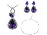 JA ME Purple Cubic Zirconia Pendant Earrings and Swarovski Crystal Necklace