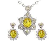 *JA ME*Oval Cut Yellow Color Cubic Zirconia Pendant Chain and Earrings Unique Oval Cut Set