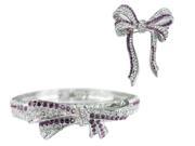 JA ME Ribbon Bow Bangle and Brooch set with Swarovski Crystals and CZ in Rhodium plated