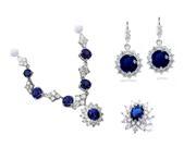 JA ME Created Blue Sapphire Necklace Earrings and Ring Set