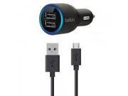 Belkin 4.2 Amp 20 Watt Dual Port Car Charger With Micro Usb Cable Black Retail Packaging