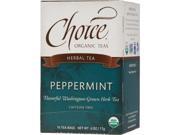 Choice Organic Peppermint Herb Tea 16 Count Box Pack of 6