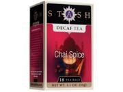 Stash Premium Decaf Chai Spice Tea Tea Bags 18 Count Boxes Pack of 6