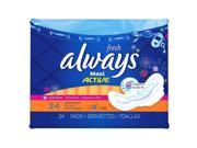 Always Fresh Pads Maxi Flexiwings Overnight Clean Fresh Scent 24 Count pack Of 6