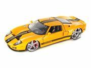 2005 Ford GT 1 24 Yellow w Black Stripes Jada Toys Diecast