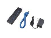 AGPtek NW0001 3 Professional USB 3.0 7 Port Hub with 5V 2A Power Adapter USB 2.0 Compatible