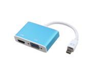 2 in 1 Aluminum Mini DP Display Port to HDMI VGA Adapter Cable for Apple MacBook Pro Air HDMI V1.3 1080P up to 10.2Gbps Blue