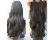 24?Long Full head clip in Synthetic hair extensions human made hair black