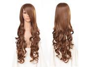 33 inch Heat Resistant Curly Wavy Long Cosplay Full Wigs Brown