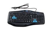 USB Wired Ergonomic Professional Gaming Keyboard w Blue LED Backlight for Desktop PC Computer Laptop Notebook 104 Keys