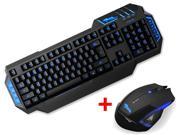 USB Backlit Wired Gaming Keyboard w USB 2.4GHz Wireless Optical 2500DPI Gaming Mouse Mice for Desktop PC Computer Laptop Notebook