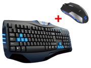 E 3lue E Blue USB Wired Ergonomic Professional Gaming Keyboard w 2.4GHz Blue LED 6 Button Optical USB Wireless Gaming Mouse Mice for Desktop PC Computer Lapt