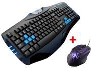 LED Illuminated Ergonomic USB Wired Blue Backlit Gaming Keyboard w 3500DPI Adjustable 4 Level DPI LED Gaming Game Mouse USB Mice for Desktop PC Computer Lapt