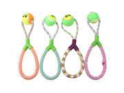 Pet Dog Cat Training Y Shape Durable Rough Rope with Tennis Ball Chewing Toy for Chewers Y Strip Braided Cotton Tug Y Looper with Thick Rope assorted color