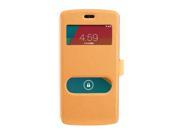 Slim Dual View Flip Stylish Durable Leather Cover Case for LG Google Nexus 5_Orange Yellow