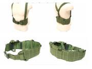 Airsoft MOLLE Tactical Waist Soft Padded Adjustable Belt with Suspender Olive Drab