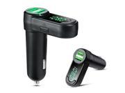 AGPtek® Wireless In Car Bluetooth FM Transmitter With Two USB Charging Port 2.1A 1A Green Light LED Display Car Mp3 Player and Hands Free Call for Smartphone
