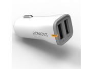 ROMOSS® Dual USB 2 Port Car Charger Adapter With Protection from over discharge over voltage over current short circuit For iPhone iPad Samsung Cell phone