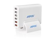 AGPTEK 2.0 60W 6 Ports 6 Port Smart USB Desktop Charging Station USB Travel Wall Charger with Qualcomm Quick Charging Technology 2.0 for Cellphone Smartphone Ph