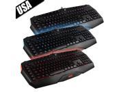 USB Gaming Keyboard Wired LED Adjustable 3 Colors Backlit Backlight Mechanical Gaming Keyboard with 6 Macro Keys G key keys for Win7 8 Vista XP OSX