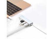 AGPTEK USB C USB3.1 Type C to 3 Port USB 3.0 Hub with 100M Ethernet LAN Adapter Silver Aluminum Color for Apple MacBook 12 inch 2015 Google Chrome Book Pixe