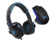 E blue E 3lue Mazer Wireless Gaming Mouse 2500DPI Game Mice Sades SA 708 Gaming Headset with Mic Microphone for PC Laptop Computer