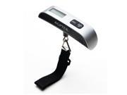 AGPtek® Digital Hanging Luggage Scale Rubber Paint Temperature Sensor Tare Function 110 Pounds accuracy 0.1lb 0.05kg Silver