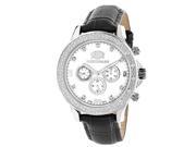 Luxurman Mens Diamond Watch 0.2ct Swiss Quartz Liberty w Leather Band and White MOP Dial