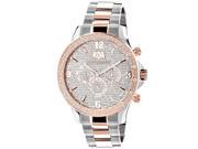 Luxurman Mens Diamond Watch Two Tone White Rose Gold Plated Liberty with Swiss Movement Plus 2 Leather Straps