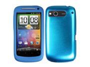 [CASE4U] HTC Desire S Metal Case Blue Silicon inner Screen Protector Skin