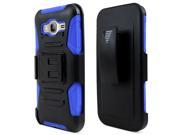 Samsung Galaxy J3 Case [Blue] Heavy Duty Dual Layer Hybrid Holster Case with Kickstand and Locking Belt Swivel Clip
