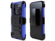 LG K7 Tribute 5 Holster Case [Blue] Supreme Protection Hard Plastic Case w Kickstand on Silicone Skin Dual Layer Hybrid Case w Holster Fantastic Protection