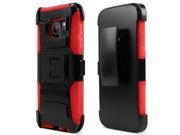 Galaxy S7 Holster Case [Red] Supreme Protection Hard Plastic on Silicone Skin Dual Layer Hybrid Case for Samsung Galaxy S7