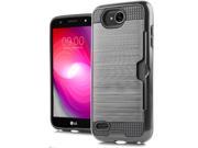 UPC 803211349544 product image for LG X Power 2/ X Charge Card Case, [Silver/ Black] Metallic Case Slim Brushed Met | upcitemdb.com