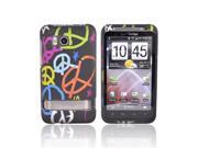 Colorful Peace Black Hard Rubberized Plastic Case Cover For HTC Thunderbolt