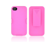 Premium AT T Verizon Apple iPhone 4 Rubberized Holster and Case Combo Hot Pink