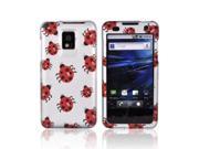 Red Ladybug Silver Rubberize Hard Plastic Snap On Case Cover For T Mobile G2X