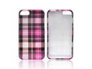 Apple iPhone 5 Case [Pink Plaid Pattern] Slim Protective Crystal Glossy Snap on Hard Polycarbonate Plastic Case Cover